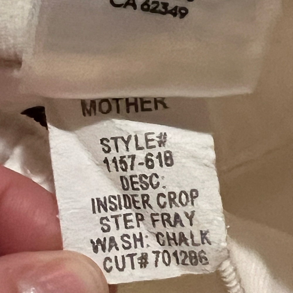 Mother jeans corduroy straight leg size 26 white the insider crop step fray - Picture 8 of 12